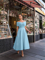 Rochie midi Safya cu umeri goi, corset la spate