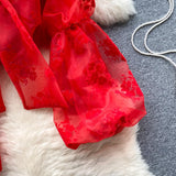 Camasa Dysis cu detalii florale si funda