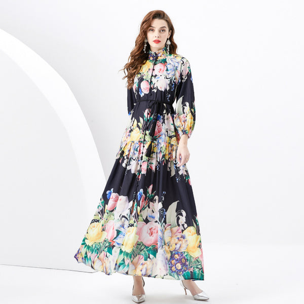 Rochie Oasis neagra cu imprimeu floral
