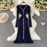 Rochie Aivora din tricot cu decolteu in V