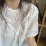 Tricou Yola oversize cu broderie din dantela