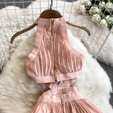 Rochie plisata Oranj, cu decupaje