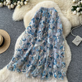 Fusta Aylin din tulle, cu flori 3D