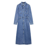 Rochie Abby din denim cu buzunare functionale