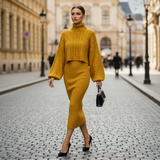 Set Juanna din tricot fin -  compus din rochie  si pulover