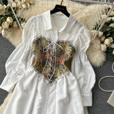 Set Jess compus din camasa lunga tip rochie si vesta vintage