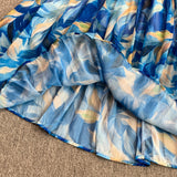 Rochie midi plisata Hoja, imprimeu frunze