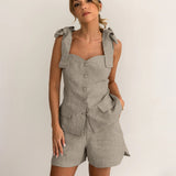 Set Patrice compus din top si pantaloni scurti din bumbac