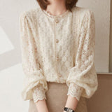 Camasa Ginella din dantela cu nasturi tip perle