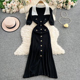 Rochie Acanthe din tricot cu guler lat si decolteu in V