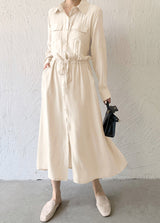 Rochie midi Tunis, tip camasa, cu snur in talie