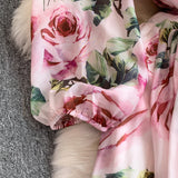 Rochie midi Liria cu imprimeu floral si funda
