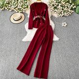 Compleu Emyra din tricot compus din jerseu si pantaloni