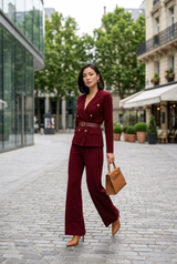 Compleu Emyra din tricot compus din jerseu si pantaloni