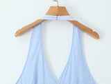 Rochie Azul cu imprimeu si spatele gol