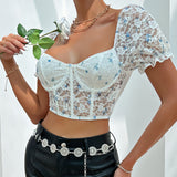 Top North din dantela brodata