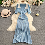 Rochie Acanthe din tricot cu guler lat si decolteu in V