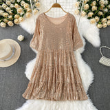 Rochie scurta Glowy, cu paiete