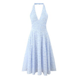 Rochie Azul cu imprimeu si spatele gol