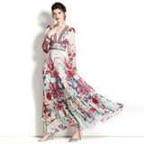 Rochie Oshea crem cu nasturi si imprimeu floral
