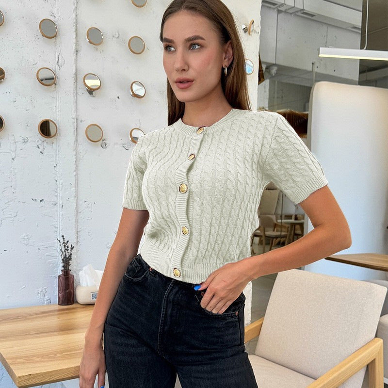 Top Tarra din tricot cu nasturi functionali