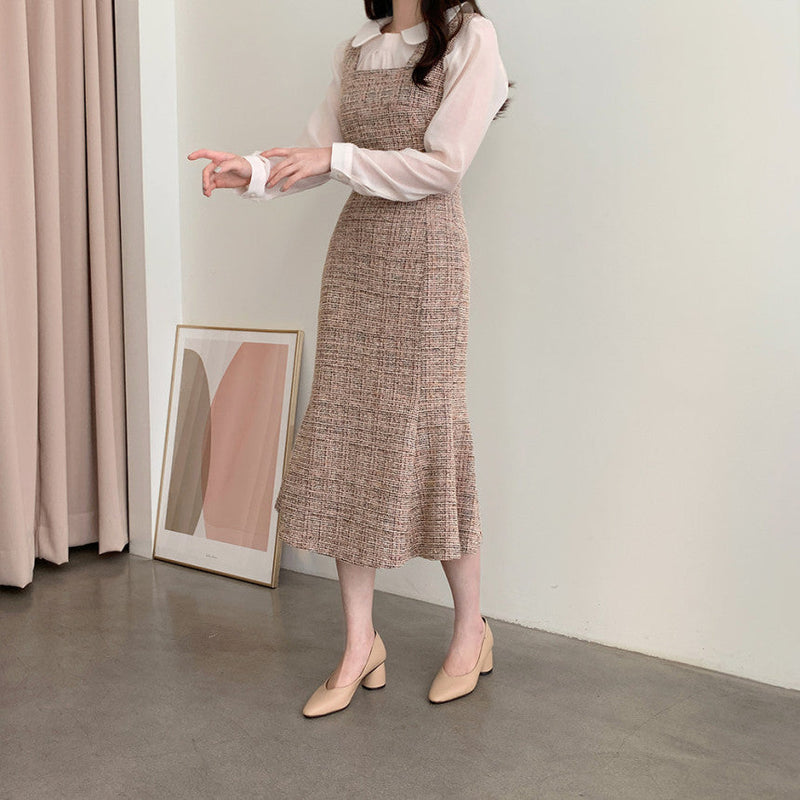 Rochie Sanda maro din tweed