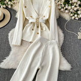 Compleu Emyra din tricot compus din jerseu si pantaloni