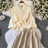 Set Luiza compus din fusta si bluza petrecuta