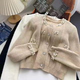 Jerseu Fancy din tricot cu perle si nasturi eleganti