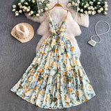 Rochie Monda, imprimeu floral si bretele subtiri