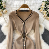 Rochie Aivora din tricot cu decolteu in V