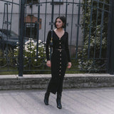 Rochie Carisia cu nasturi aurii si curea inclusa