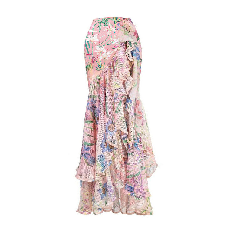 Set Ardes compus din costum de baie si fusta cu imprimeu floral