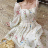 Rochie Fauna cu imprimeu floral si nasturi imbracati