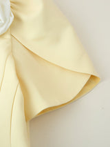 Sacou elegant Xia cu maneci scurte si brosa floare