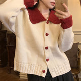 Jerseu Inaya cu guler lat si nasturi tip inima