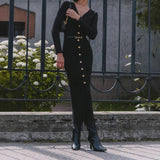 Rochie Carisia cu nasturi aurii si curea inclusa