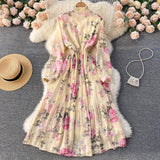 Rochie Miliona galbena cu imprimeu floral si volanase