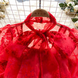 Camasa Dysis cu detalii florale si funda