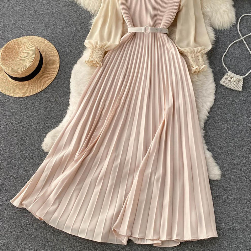 Rochie Orsa crem- cu pliuri - curea inclusa