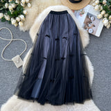 Fusta midi Aramis din tulle cu fundite