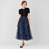 Fusta midi Aramis din tulle cu fundite