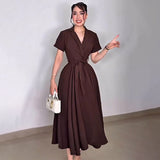 Rochie Ciello cu revere si cordon in talie