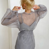 Camasa Delphie din organza cu talie accentuata