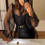 Camasa Delphie din organza cu talie accentuata