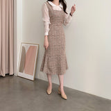 Rochie Sanda maro din tweed