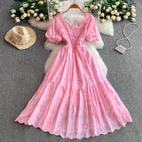 Rochie brodata Embrys cu maneci scurte