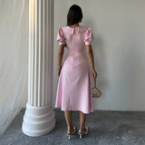 Rochie Eseld cu nasturi decoratisi decolteu petrecut