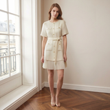 Rochie Noelle din tweed cu terminatii plisate