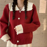 Jerseu Inaya cu guler lat si nasturi tip inima